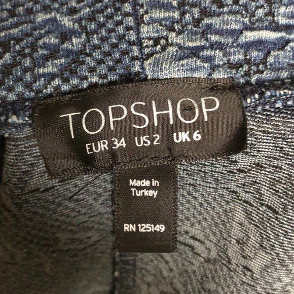 Topshop Blue Textured Skater Skirt - Picture 3 of 3